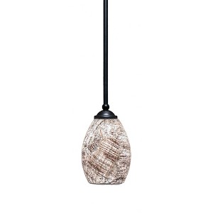 Toltec Lighting Zilo 1 - Light Pendant in  Matte Black with 5" Natural Fusion Shade - 1 of 1