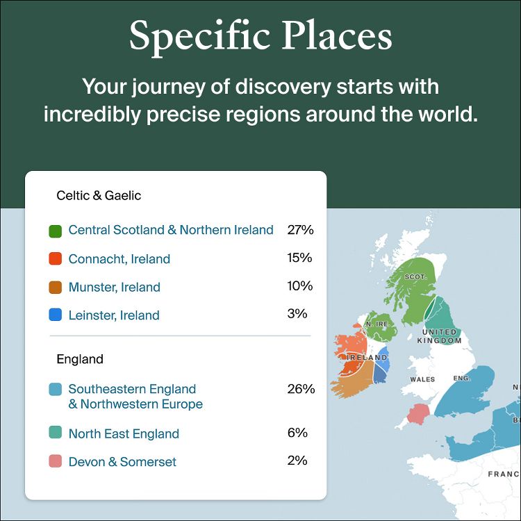 Personalized Genetic Results, DNA Ethnicity Test, Find Relatives, Heritage, Origins & Ethnicities, Family History, Complete DNA Test, 3600+ Regions, 5 of 9