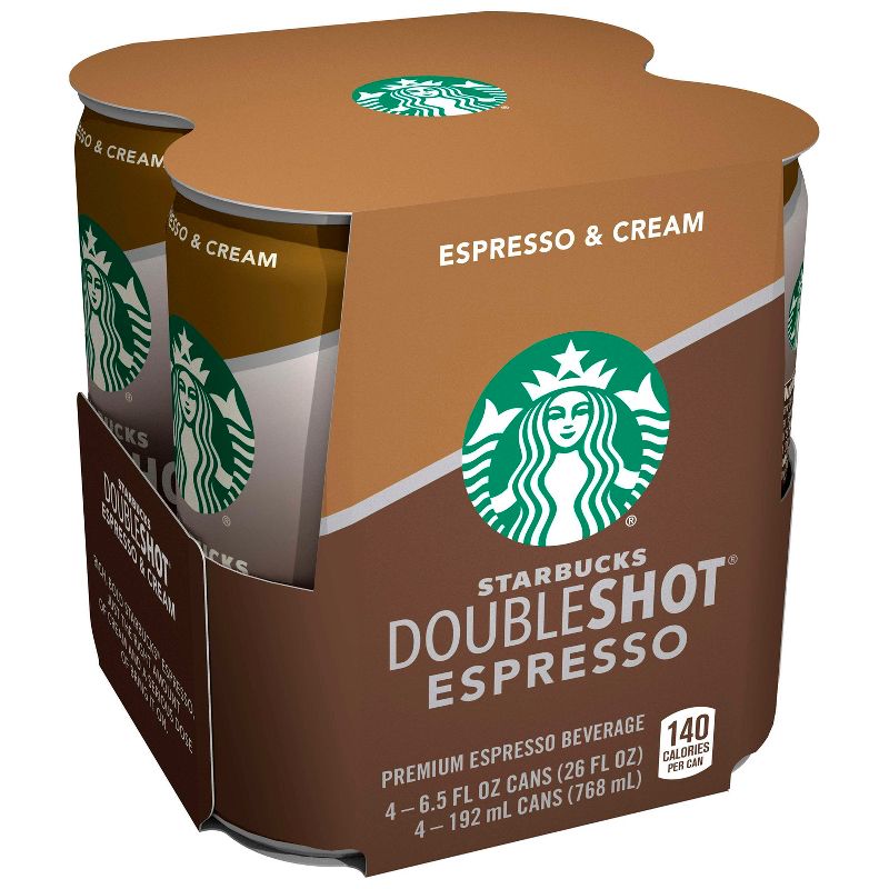 Starbucks Double Shot Espresso And Cream Coffee Drink - 4pk/6.5 fl oz Cans, 4 of 5