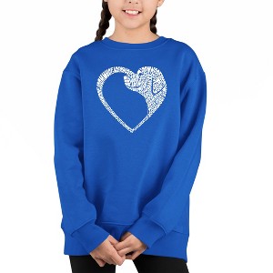 LA Pop Art Dog Heart - Girl's Word Art Crewneck Sweatshirt - 1 of 3
