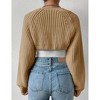 Womens Winter Sweater Shrugs Thick Sweater Knit Bolero Long Sleeve Open Front Cropped Sweater Knit Jackets,Khaki - M - 3 of 4