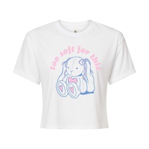 Women's - Instant Message - Too Soft For This Bear Cropped Graphic T-Shirt - 1 of 4