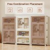 Acekool Kids Wardrobe Closet with Doors & Wheels, 3-Tier Portable Storage Cabinet with Hanging Rod, Organizer for Nursery or Bedroom - 3 of 4