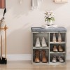 Gray 41 Inches Entryway Shoe Storage Cabinet Bench with 10 Cubbies Shoe Rack with Cushion Adjustable Compartment - 4 of 4