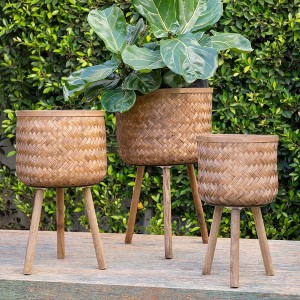 Maggift Planters Bamboo Planters with Outdoor and Indoor, Decorative Plant Pots for Living Room, Garden, Balcony, Home Decor, Brown 19.75"*17"*16.5" - 1 of 4