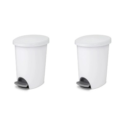 LunaLulinlk White 2.6 Gallon Trash Can 2 Pack, Extra Large Step-In Bathroom Trash Can