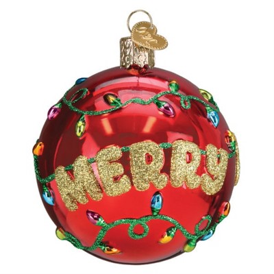 Old World Christmas Hanging Mouth-Blown Glass Ornament for Trees, Merry & Bright Round Ball