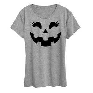 Women's - Instant Message - Pumpkin Face 2 Short Sleeve Graphic T-Shirt - 1 of 4