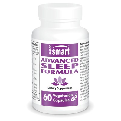 SuperSmart Advanced Sleep Formula - with Melatonin, Valerian Root, California Poppy, Passion Flower | Non-GMO - 60 Vegetarian Capsules