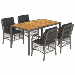 vidaXL Garden Dining Set Gray PE rattan 5 Piece Removable Covers - 1 of 4