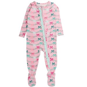 RuffleButts Modal Blend Baby Girls Ruffle One Piece Footie Pajamas - 1 of 2