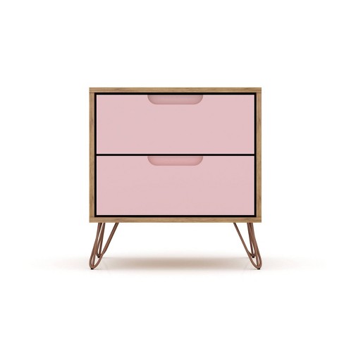 2.0 Rockefeller Nightstand Natural/rose Pink - Manhattan Comfort : Target