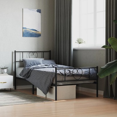 vidaXL Metal Bed Frame with Headboard and Footboard Black 39.4 in.x74.8 in. Twin