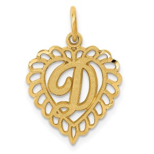 Black Bow Jewelry 14k Yellow Gold, Grace Collection, Satin Heart Initial D Pendant, 15mm - 1 of 4