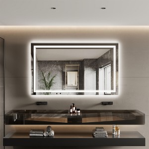 LED Bathroom Mirror with Front & Back Lighting-Dimmable Vanity Mirror, 3 Color Options, Anti-Fog, IP54 Waterproof, Horizontal/Vertical Mount - 1 of 4