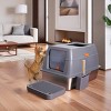 XXL Stainless Steel Cat Litter Box Enclosed Cat Litter Tray Box with Front Top Entry & High Side & Scoop for Puppy,Kitten - 3 of 4