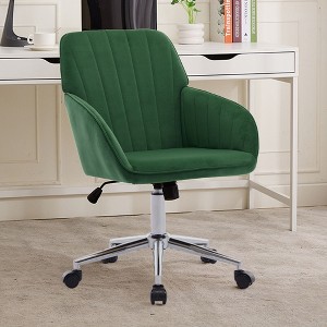 Okak Modern 360 Revolving Velvet Home Office Desk Chair,Adjustable Swivel Task Chair for Office,Study,Vanity Room - 1 of 4