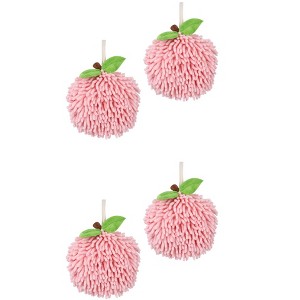 REGALWOVEN Soft Absorbent Fluffy Chenille Ball Bathroom Hand Towels with Wall Hook 4 Pack - 1 of 4