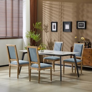 Set of 4 French Country Dining Chairs with Upholstered Back and Fluted Legs for Rustic Dining Room-Cuddlewood - 1 of 4