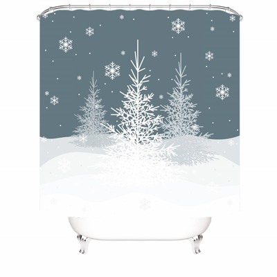 Snow Pine Tree Shower Curtains for Bathroom Waterproof Fabric Bath Curtain Durable Soft Stylish Bathroom Decor 72x72 Inch