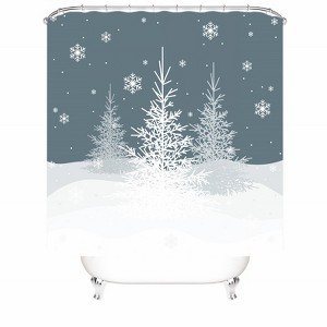 Snow Pine Tree Shower Curtains for Bathroom Waterproof Fabric Bath Curtain Durable Soft Stylish Bathroom Decor 72x72 Inch - 1 of 1