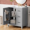 30" Modern Minimalist Bathroom Vanity with Ceramic Sink, Rubberwood Frame Cabinet with 3 Drawers & 1 Soft-Close Door - ModernLuxe - 2 of 4