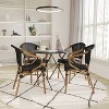 Emma & Oliver Massalia Set of Four Indoor/Outdoor Stacking Thonet Bistro Style Chairs with Arms, Textilene Seat and Bamboo Finished Metal Frame - 2 of 4