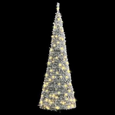vidaXL Artificial Christmas Tree Green and white PVC, metal 82.7 in