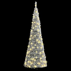 vidaXL Artificial Christmas Tree Green and white PVC, metal 82.7 in - 1 of 4