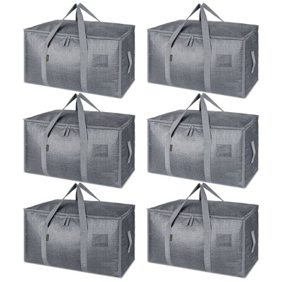 6-Pack Oversized Heavy Duty Moving Bags Clothes Storage Tote,Clear/Gray/Black-HOMLUX