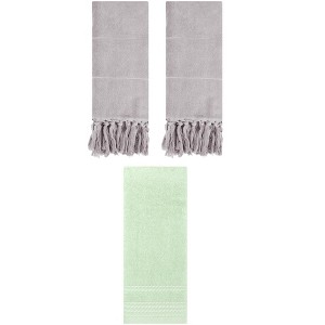 REGALWOVEN 3 Packs Striped and Tassels Hand Towels for Bathroom 14" x 30" - 1 of 4
