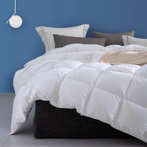 APSMILE Twin Size Feather Down Comforter All Season 100% Organic Cotton Duvet Insert Medium Warm Bed Comforter (68x90, White) - 1 of 4