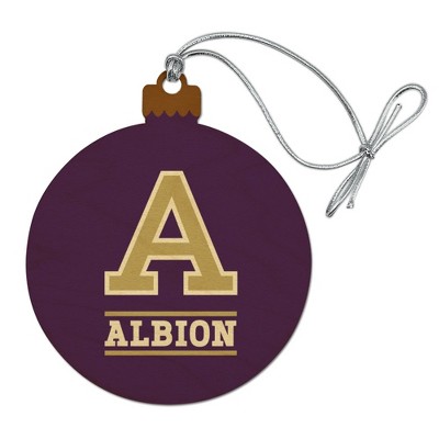 Albion College Primary Logo Wood Christmas Tree Holiday Ornament