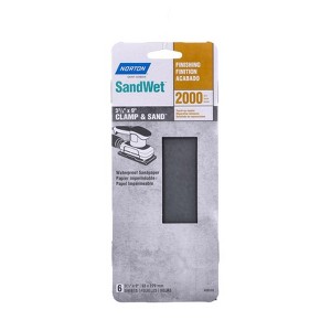 Norton SandWet 9 in. L X 3 in. W 2000 Grit Silicon Carbide Sanding Sheet 6 pk - 1 of 1