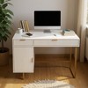 SOLACE FURNITURE White Computer Desk 47" with 2 Drawers and 1 Cabinet Storage, Modern Home Office Writing Table. - 2 of 4