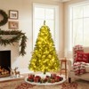 Tangkula 5 FT Pre-lit Artificial Christmas Tree Hinged Xmas Tree with 510 Branch Tips 400 Warm White LED Lights 7 Lighting Modes & Folding Metal Stand - 2 of 4