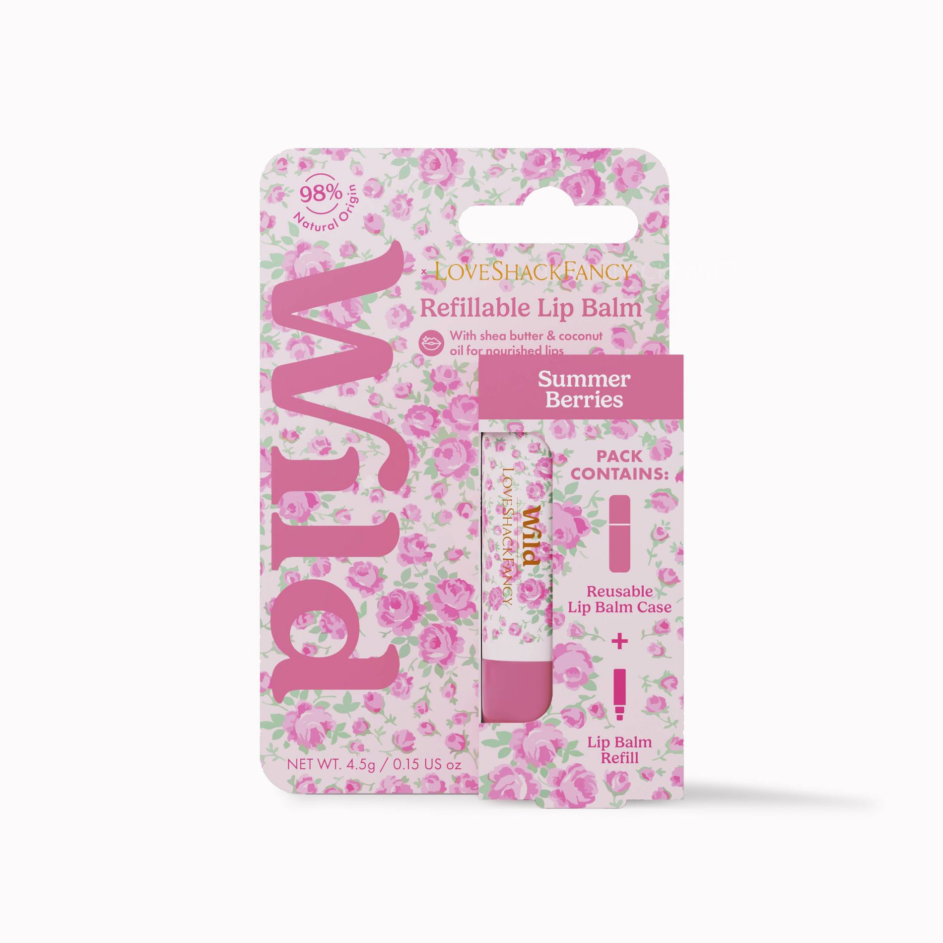 LoveShackFancy x Target – Wild Rose Heart Lip Starter Rose Pink/Summer Berries Lip Balms - 0.15oz