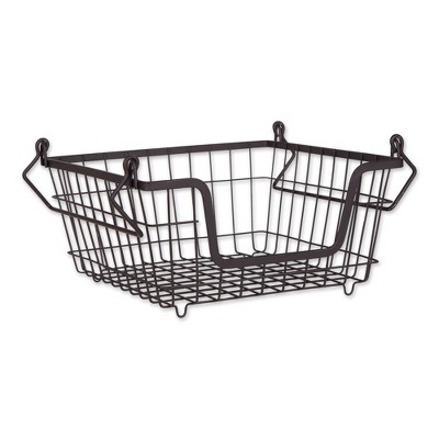 Small Black Metal Wire Mesh Stackable Storage Basket