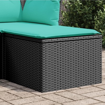 Garden Stool Black and Cream Poly Rattan, Powder-Coated SteelvidaXL