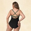 Women's Plus Size Chic Two-Tone Plus Size Swimsuit with Criss-Cross Back - Cupshe - 3 of 4