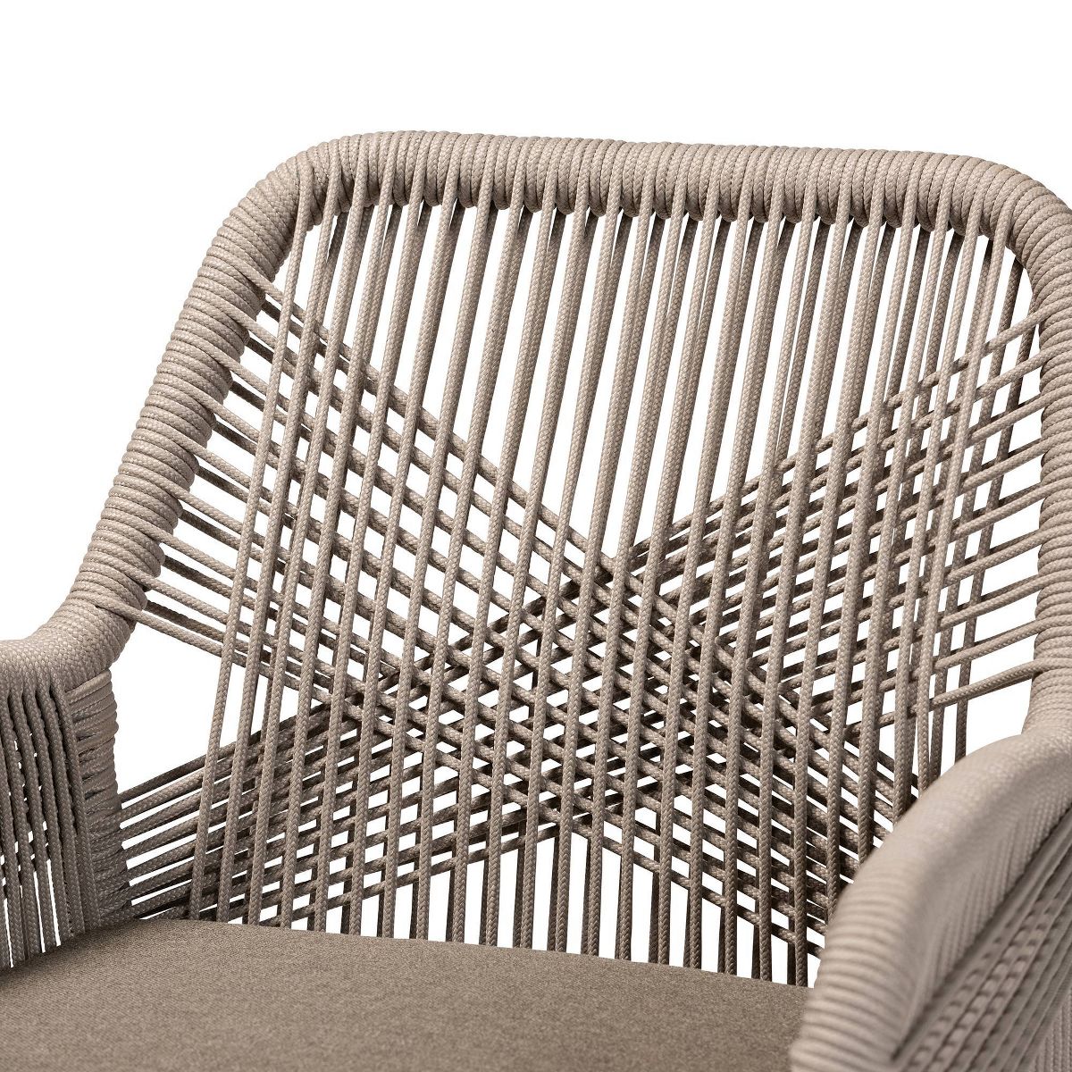 bali & pari Jennifer Woven Rope Mahogany Dining Armchair Gray/Walnut: Upholstered, No Assembly, Polyester/Cotton - thumbnail 6