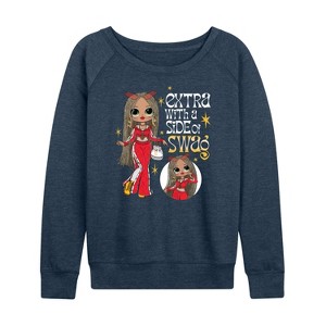 Women's - LOL Surprise! - Extra w/ a Side of Swag Lightweight French Terry Wide Neck Long Sleeve Shirt - 1 of 4