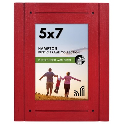Americanflat 5x7 Picture Frame with Polished, Crystal Clear Glass - Hampton Collection - Distressed Wood Picture Frames Red