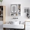 kleankin LED Light Medicine Cabinet with Mirror Door, Wall-Mounted Bathroom Vanity Organizer with Dimmer Touch Switch, and USB Charge, White - 2 of 4