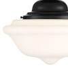 Regency Hill Vintage Rustic Farmhouse Ceiling Light Semi Flush Mount Fixture 13" Wide Gloss Black Flush White Glass Shade for Bedroom Living Room - 3 of 4