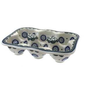 Blue Rose Polish Pottery C30 Ceramika Artystyczna Egg Tray 6 Count - 1 of 1