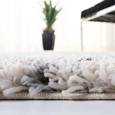 Fontana Gray and Ivory Hand-Knotted Shag Area Rug