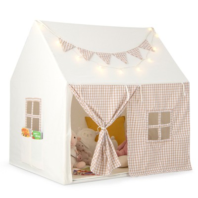 Infans Kids Play Tent Large Playhouse w/ Padded Mat 2 Breathable Windows Star Lights