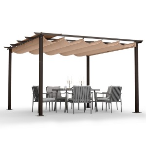 HAPPATIO Outdoor Retractable Pergola Canopy Patio Pergola with Aluminum Frame - 1 of 4