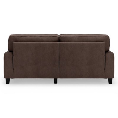 Dark Brown Microsuede Track Arm Sofa with Pillow Back